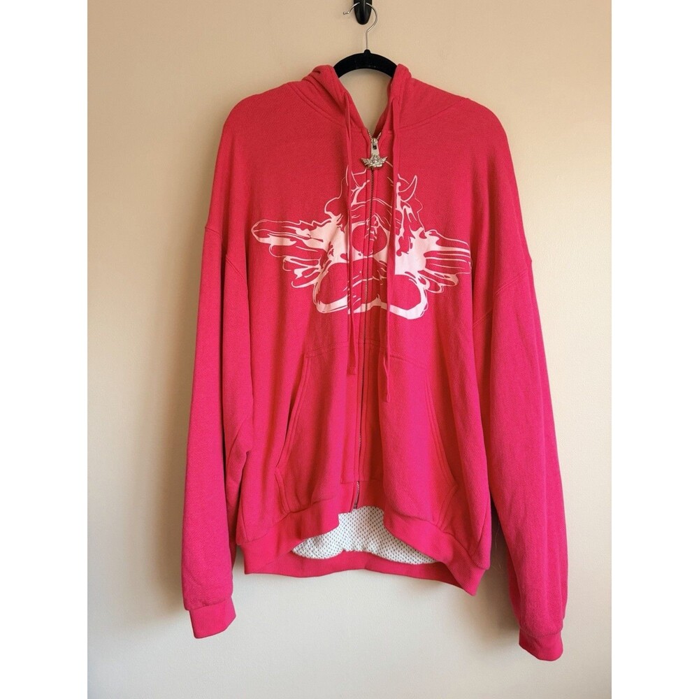 Boys Lie Pucker Up Pink Long Sleeve Hoodie Full Zip Cherub Sweatshirt XL/XXL